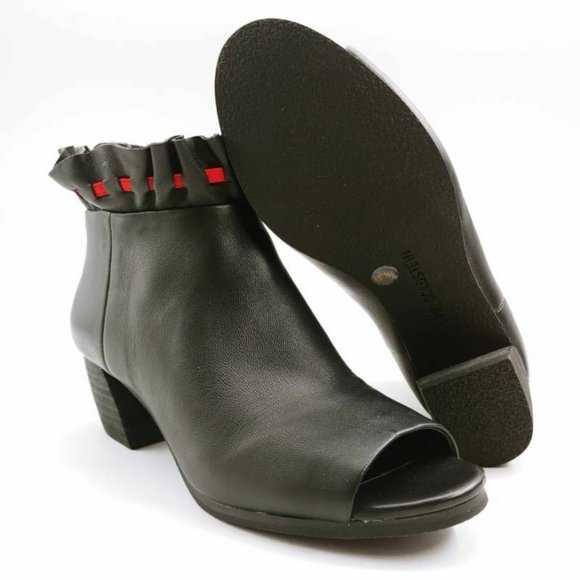 Lori Goldstein Womens Binnie Ankle Booties Black Zipper Leather Block Heels 6 M - Picture 5 of 10